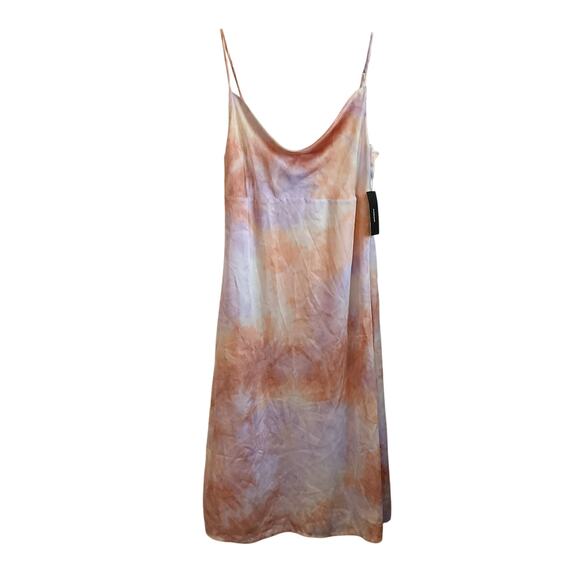 Lulu’s Purple Tie Dye Midi Lined Satin Slip Dress - Size Large - NEW - Picture 1 of 7